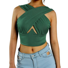 Load image into Gallery viewer, Women's Criss Cross Tank Tops Sexy Sleeveless Solid Color Cutout Front Crop Tops Party Club Streetwear Summer Lady Bustier Tops freeshipping - Tyche Ace