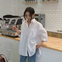 Load image into Gallery viewer, White Cotton Long Sleeve Oversize Shirt