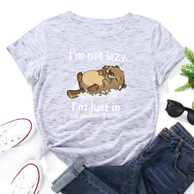 Load image into Gallery viewer, I'm Not Lazy Animal Bear Graphic Print T Shirt freeshipping - Tyche Ace
