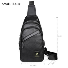 Load image into Gallery viewer, Crazy Horse Leather USB Charging Sling Back Shoulder Travel Crossbody Bags