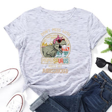 Load image into Gallery viewer, Dinosaur Graphic Letters Print Short Sleeve T Shirt freeshipping - Tyche Ace