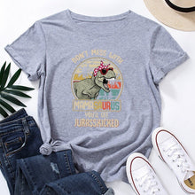 Load image into Gallery viewer, Dinosaur Graphic Letters Print Short Sleeve T Shirt freeshipping - Tyche Ace