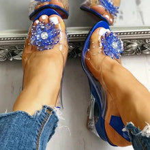 Load image into Gallery viewer, Ladies Summer Rhinestone Decorated Flower Design Jelly Wedge Sandals freeshipping - Tyche Ace