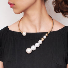 Load image into Gallery viewer, Metal Simulated Large Pearl Choker Necklace