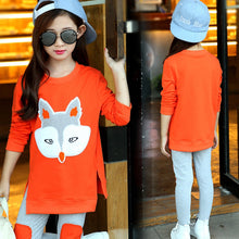 Load image into Gallery viewer, Fox Cartoon Long Sleeve Sweatshirt Suit For Kids