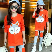 Load image into Gallery viewer, Fox Cartoon Long Sleeve Sweatshirt Suit For Kids