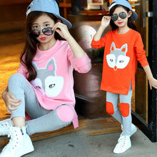 Load image into Gallery viewer, Fox Cartoon Long Sleeve Sweatshirt Suit For Kids