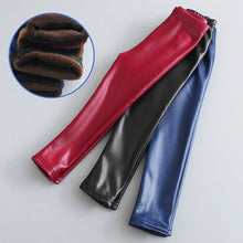 Load image into Gallery viewer, Winter Thick Velvet Pencil Faux PU Leather Legging For Girls - Tyche Ace