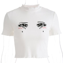 Load image into Gallery viewer, Cotton Embroidery Short Sleeve Casual Cropped Top freeshipping - Tyche Ace