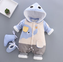 Load image into Gallery viewer, Unisex Cotton Thick Warm Hooded Jumpsuit Rompers For Kids