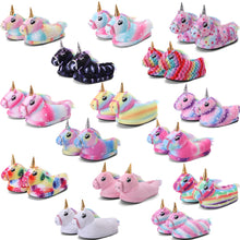 Load image into Gallery viewer, Kids Plush Magical Unicorn Slippers