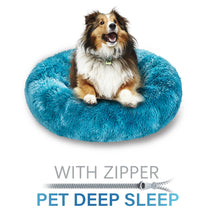 Load image into Gallery viewer, Zip Cover Removable Washable Donut Shape Design Calming Long Plush Dog Beds