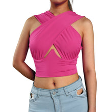 Load image into Gallery viewer, Women's Criss Cross Tank Tops Sexy Sleeveless Solid Color Cutout Front Crop Tops Party Club Streetwear Summer Lady Bustier Tops freeshipping - Tyche Ace