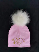 Load image into Gallery viewer, Golden Princess Prince Letter Design Pompom Cute Beanie Hats Kids