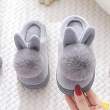 Load image into Gallery viewer, Unisex Cute Bunny Cartoon Cotton Warm Faux Fur Slippers For Kids