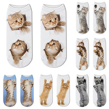 Load image into Gallery viewer, Unisex Cute 3D Cat Image Design Most Comfortable Ankle Socks freeshipping - Tyche Ace