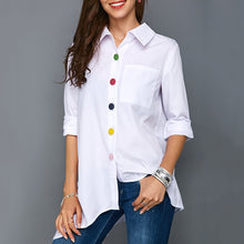 Load image into Gallery viewer, Women Colourful Buttons Long Sleeve Shirts