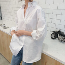 Load image into Gallery viewer, White Cotton Long Sleeve Oversize Shirt