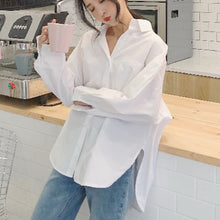 Load image into Gallery viewer, White Cotton Long Sleeve Oversize Shirt