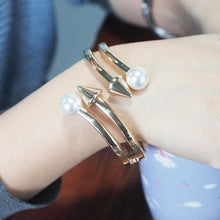 Load image into Gallery viewer, Faux Pearl Cuff Bangles Charm Bracelets for women