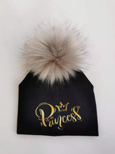 Load image into Gallery viewer, Golden Princess Prince Letter Design Pompom Cute Beanie Hats Kids