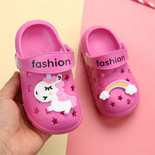Load image into Gallery viewer, Unicorn Cartoon Design Flip Flops For Kids