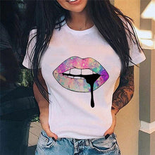 Load image into Gallery viewer, Casual Lip Print Design Short Sleeved T Shirt freeshipping - Tyche Ace