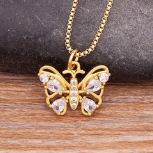 Load image into Gallery viewer, Colourful Shining Statement Butterfly Rhinestone Crystal Lucky Charm Pendant Necklace