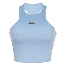 Load image into Gallery viewer, Embroidery Letter Sleeveless Ribbed Cropped Tops freeshipping - Tyche Ace