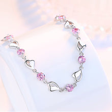 Load image into Gallery viewer, Sterling Silver Retro Coloured Heart Shaped Cubic Zirconia Bracelet freeshipping - Tyche Ace