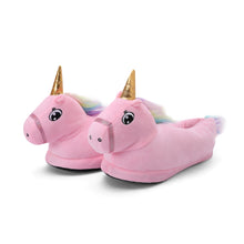Load image into Gallery viewer, Kids Plush Magical Unicorn Slippers