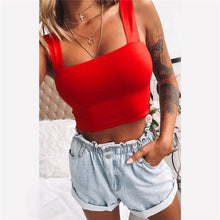 Load image into Gallery viewer, Square Neck Sleeveless Off Shoulder Backless Tank Top