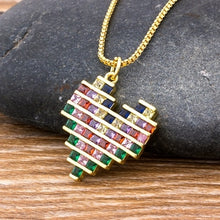 Load image into Gallery viewer, Rainbow Heart Charm Pendants For Women