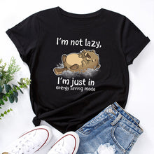 Load image into Gallery viewer, I'm Not Lazy Animal Bear Graphic Print T Shirt freeshipping - Tyche Ace