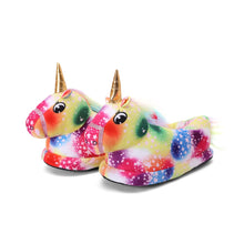Load image into Gallery viewer, Kids Plush Magical Unicorn Slippers