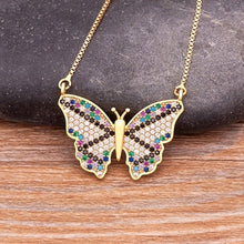 Load image into Gallery viewer, Colourful Shining Statement Butterfly Rhinestone Crystal Lucky Charm Pendant Necklace