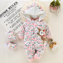 Load image into Gallery viewer, Unisex Cotton Thick Warm Hooded Jumpsuit Rompers For Kids