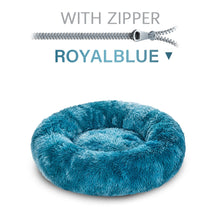 Load image into Gallery viewer, Zip Cover Removable Washable Donut Shape Design Calming Long Plush Dog Beds