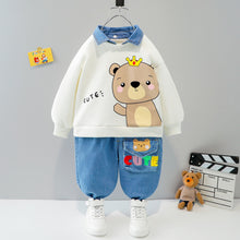 Load image into Gallery viewer, Cartoon Animal Design Sweater + Warm Pants Suit For Kids