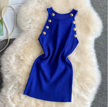Load image into Gallery viewer, Golden Buttons Hollow Out Design Thin Knitted Sleeveless Stylish Top For Women