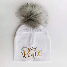 Load image into Gallery viewer, Golden Princess Prince Letter Design Pompom Cute Beanie Hats Kids