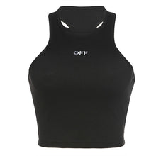 Load image into Gallery viewer, Embroidery Letter Sleeveless Ribbed Cropped Tops freeshipping - Tyche Ace