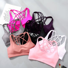 Load image into Gallery viewer, Cross Over Straps Wireless Push Up Padded Bra Crop Top