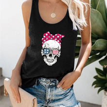 Load image into Gallery viewer, Skull Scarf Sunglasses Print Tank Top freeshipping - Tyche Ace
