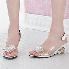 Load image into Gallery viewer, Ladies Summer Rhinestone Decorated Flower Design Jelly Wedge Sandals freeshipping - Tyche Ace
