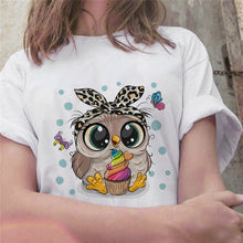Load image into Gallery viewer, Cartoon Owl Graphic Printed Casual T Shirt freeshipping - Tyche Ace