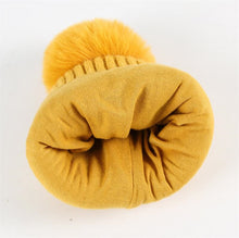 Load image into Gallery viewer, Animal Cartoon Knitted Pom Pom Hat Scarf Set For Kids