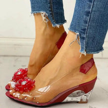 Load image into Gallery viewer, Ladies Summer Rhinestone Decorated Flower Design Jelly Wedge Sandals freeshipping - Tyche Ace