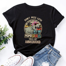 Load image into Gallery viewer, Dinosaur Graphic Letters Print Short Sleeve T Shirt freeshipping - Tyche Ace