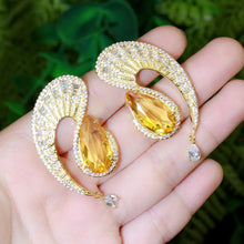 Load image into Gallery viewer, Cubic Zirconia Symmetrical Water Drop Long Silver Dangle Earrings